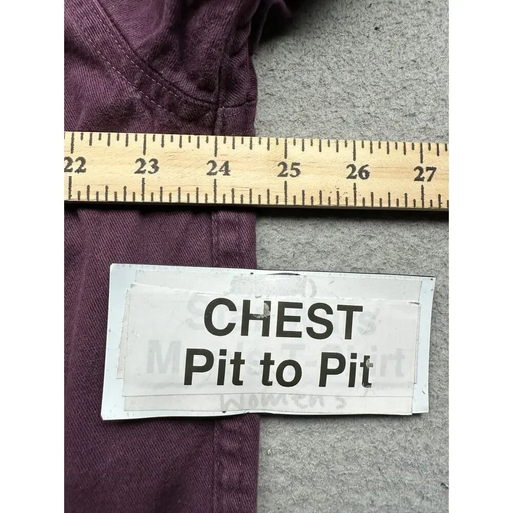 Vintage 90s Eddie Bauer Twill Button Shirt Mens Large Tall LT Purple Long Sleeve - Picture 3 of 8